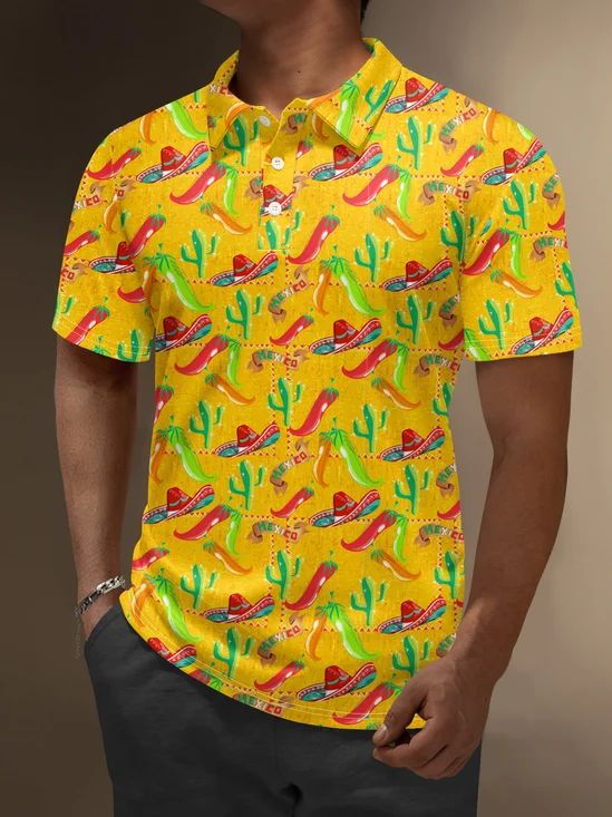 Moisture Wicking Cinco de Mayo Cactus Chili Golf Polo