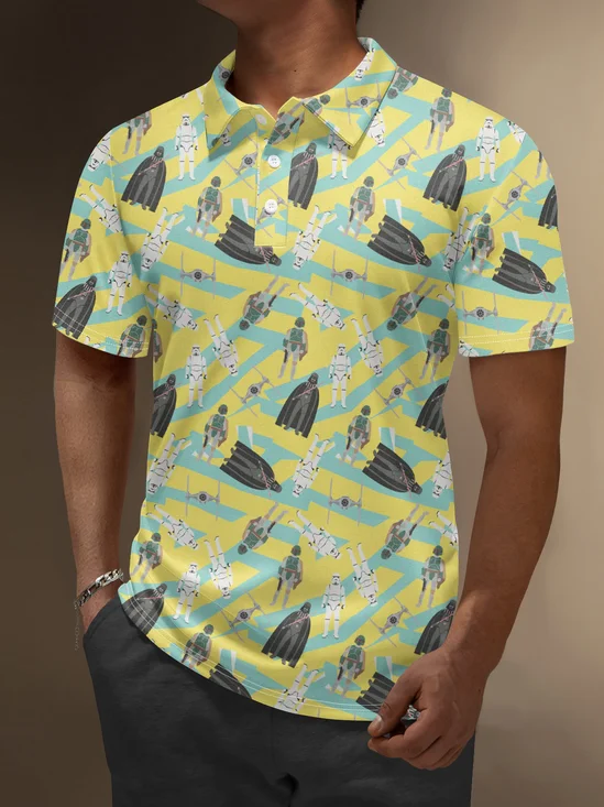 Moisture Wicking Star Geometry Spaceship Golf Polo
