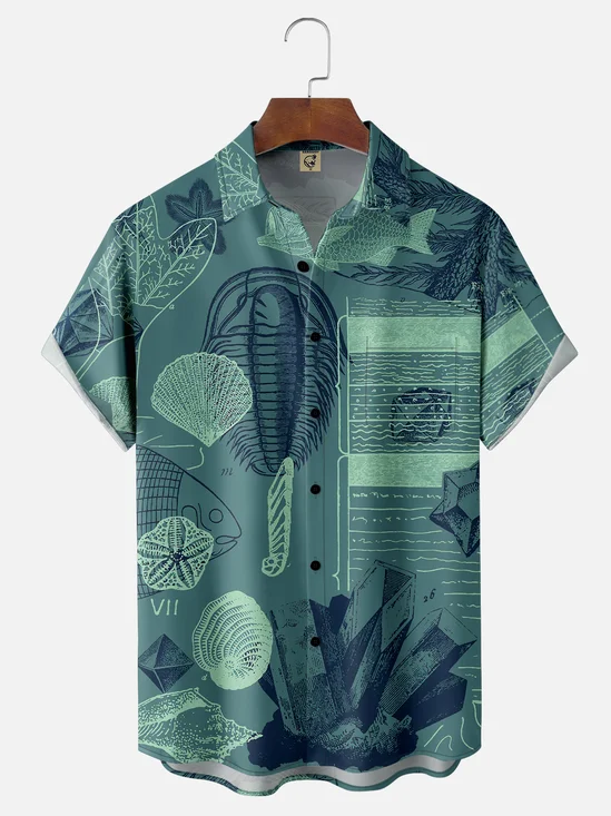 Moisture-wicking Shell Fossil Minerals Chest Pocket Casual Shirt