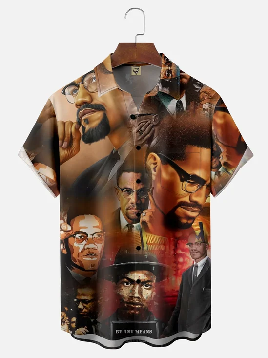 Moisture-wicking Happy Juneteenth Liberation Character Art Chest Pocket Casual Shirt
