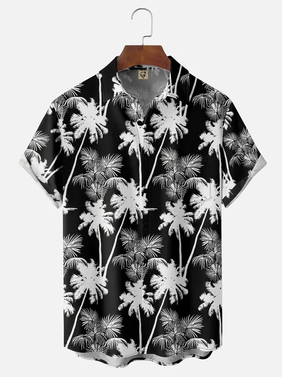 Moisture Wicking Coconut Tree Chest Pocket Hawaiian Shirt