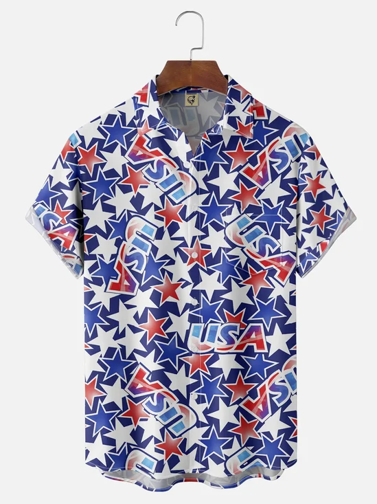 Moisture Wicking American Star USA Chest Pocket Hawaiian Shirt