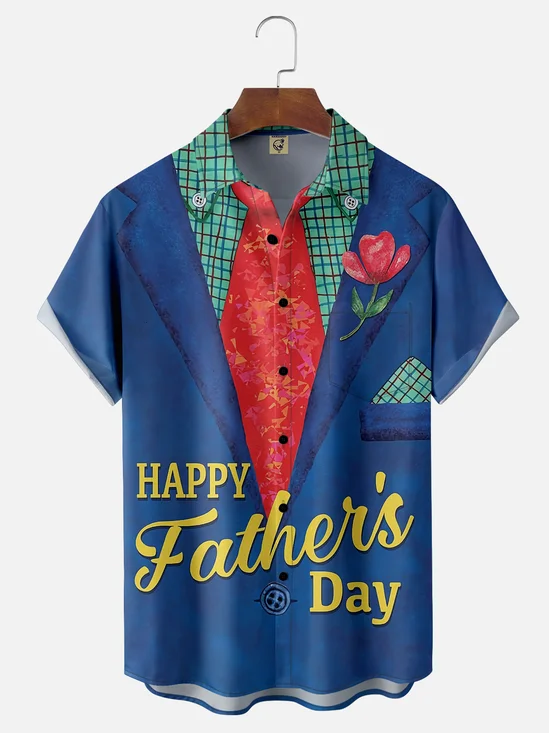 Moisture-wicking Happy Father's Day Great Father's Love Art Chest Pocket Casual Shirt