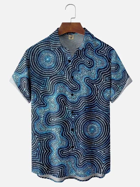 Moisture-wicking Fun Abstract Texture Mosaic Avant-garde Chest Pocket Casual Shirt