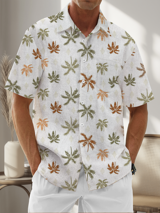 Moisture Wicking Coconut Tree Chest Pocket Hawaiian Shirt