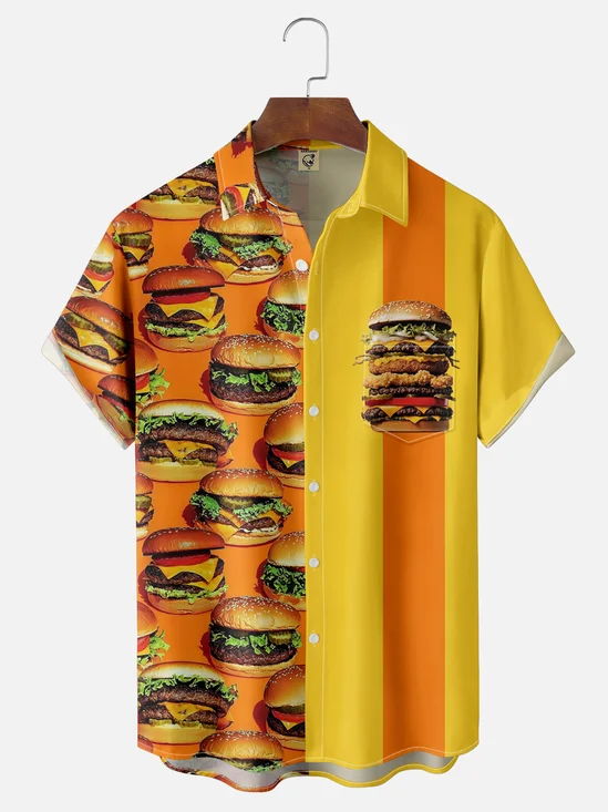 Moisture-wicking Big Mac Various Burgers Chest Pocket Bowling Shirt