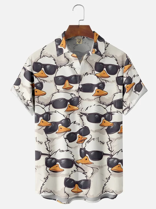 Moisture-wicking Cool Duck Chest Pocket Hawaiian Shirt