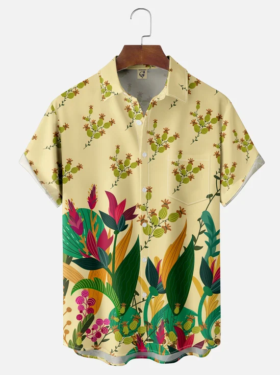 Moisture-wicking Cactus Chest Pocket Hawaiian Shirt