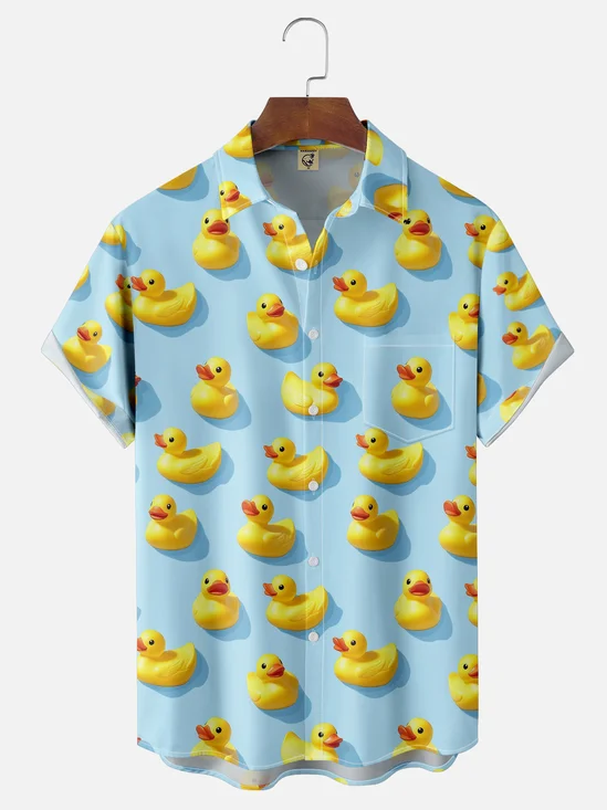 Moisture-wicking Duck Chest Pocket Hawaiian Shirt