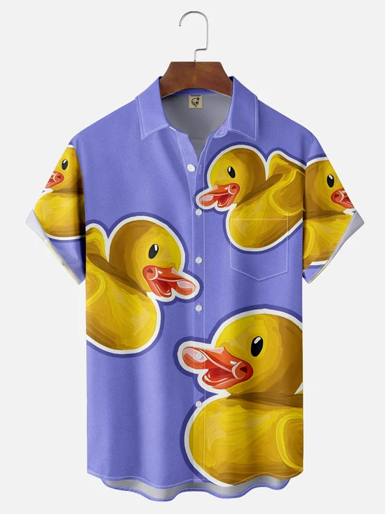 Moisture-wicking Duck Chest Pocket Hawaiian Shirt