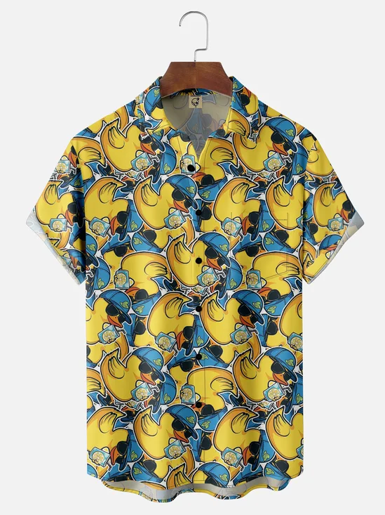 Moisture-wicking Duck Chest Pocket Hawaiian Shirt
