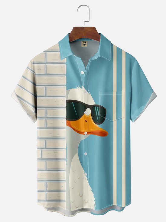Moisture-wicking Duck Chest Pocket Hawaiian Shirt