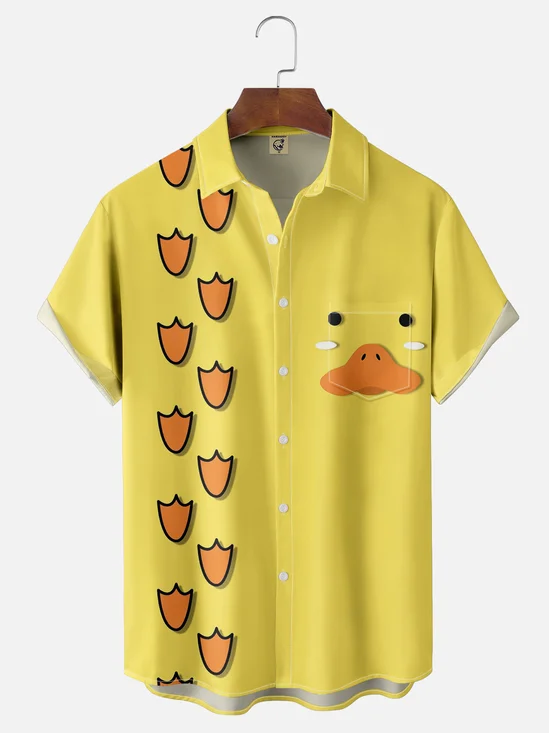 Moisture-wicking Duck Chest Pocket Hawaiian Shirt