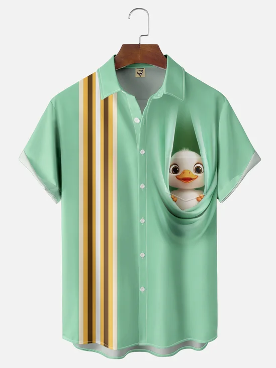Moisture-wicking Duck Chest Pocket Hawaiian Shirt