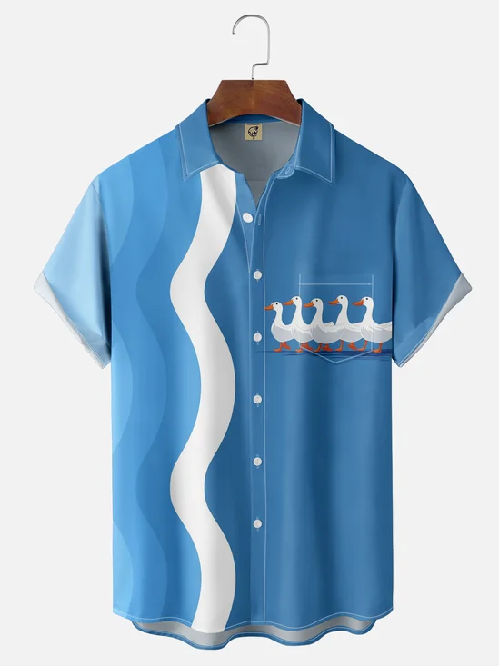 Moisture-wicking Duck Chest Pocket Hawaiian Shirt