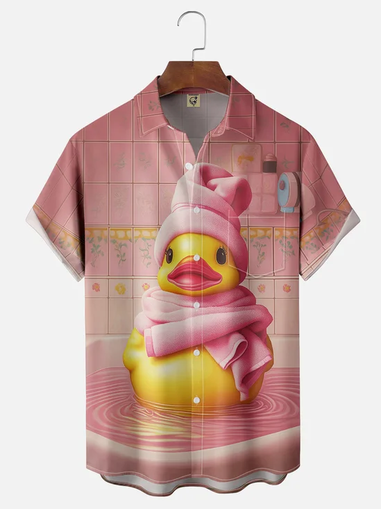 Moisture-wicking Duck Chest Pocket Hawaiian Shirt