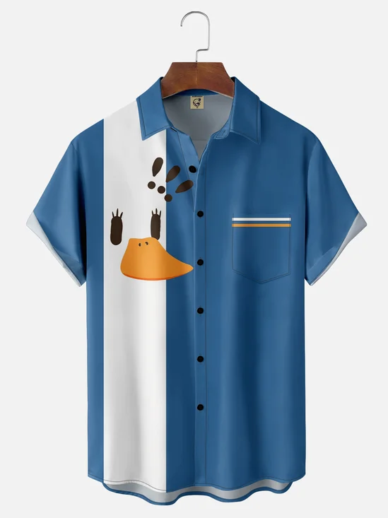 Moisture-wicking Duck Chest Pocket Bowling Shirt