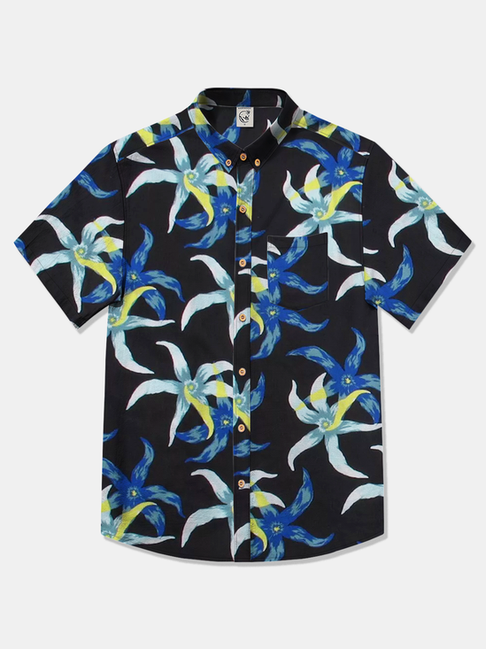 The White Lotus Crocodile Cotton Shirt Floral Casual Summer Beach Hawaiian