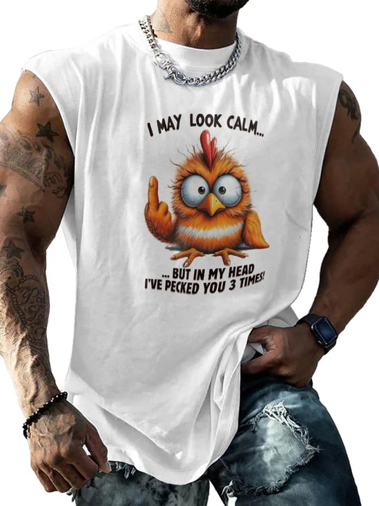 Mens Crewneck Tank Tops Angry Bird Beach Sleeveless Shirt