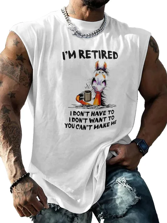 Mens Crewneck Tank Tops Retired Donkey Beach Sleeveless Shirt