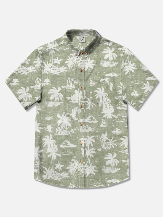 The White Lotus Crocodile Cotton Shirt Vintage Floral Aloha-Inspired