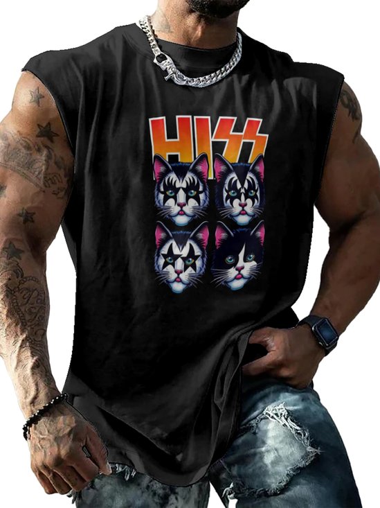 Mens Crewneck Tank Tops Rock Band Beach Sleeveless Shirt