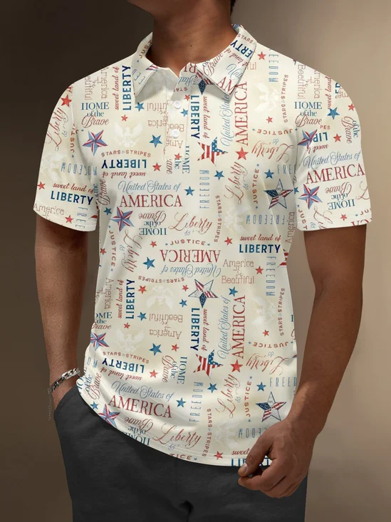 Moisture Wicking Independence Day American Flag Golf Polo