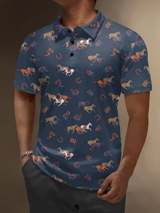 Moisture Wicking Kentucky Derby Horse Golf Polo