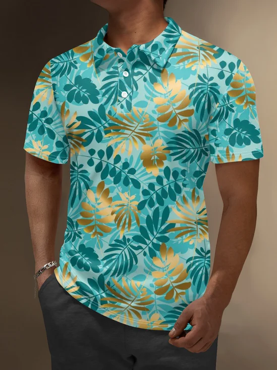 Moisture Wicking Hawaiian Palm Leaves Golf Polo