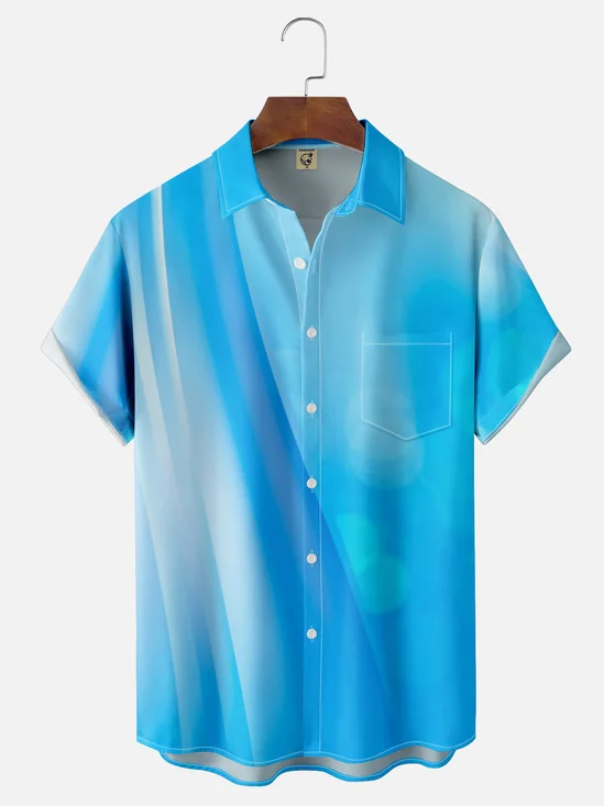 Moisture-wicking Gradient Color Chest Pocket Casual Shirt
