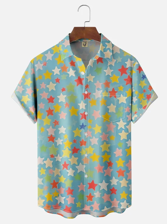 Moisture-wicking Stars Chest Pocket Casual Shirt