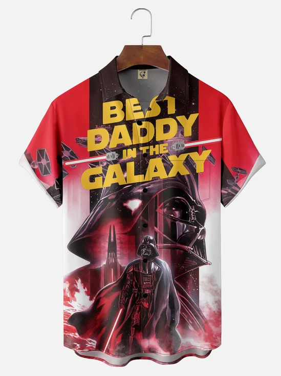 Moisture-wicking Father's Day Best Daddy in the Galaxy Star Chest Pocket Casual Shirt