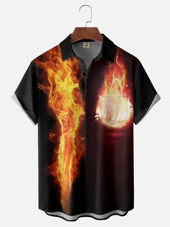Moisture-wicking USA Basketball Miami Art Heat Basketball Chest Pocket Bowling Shirt