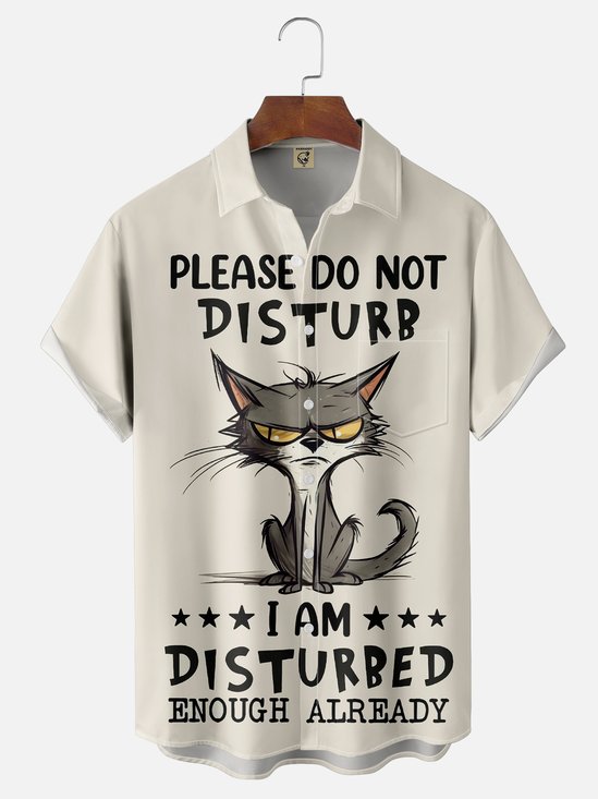 Moisture-wicking Disturbed Cat Chest Pocket Hawaiian Shirt