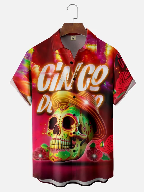 Moisture-wicking Cinco de Mayo Festival Chest Pocket Casual Shirt
