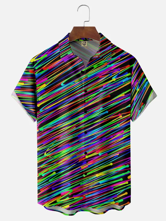 Moisture-wicking Gradient Striped Chest Pocket Casual Shirt