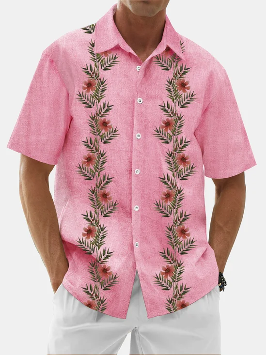 Moisture Wicking Floral Chest Pocket Guayabera Shirt