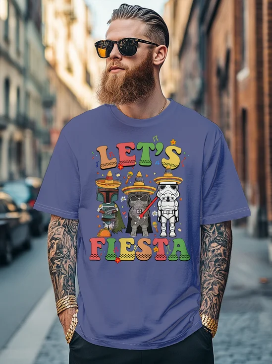Men's Happy Cinco de Mayo "LET'S FLESTA" Multicolor Fitted T-shirts