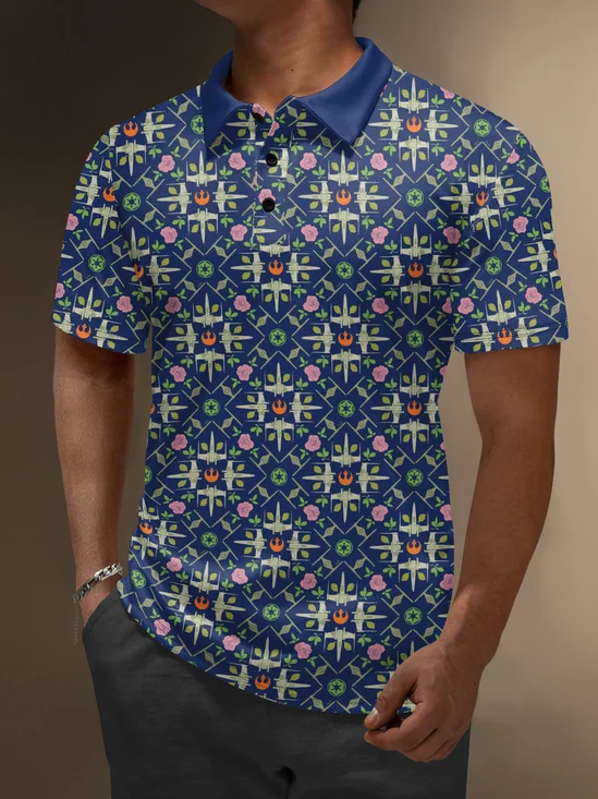 Moisture Wicking Star Spaceship Universe Golf Polo