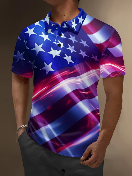 Moisture Wicking American Flag Day Golf Polo