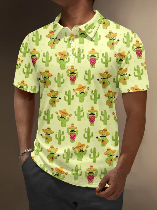 Moisture Wicking Cinco de Mayo Cactus Guitar Music Golf Polo
