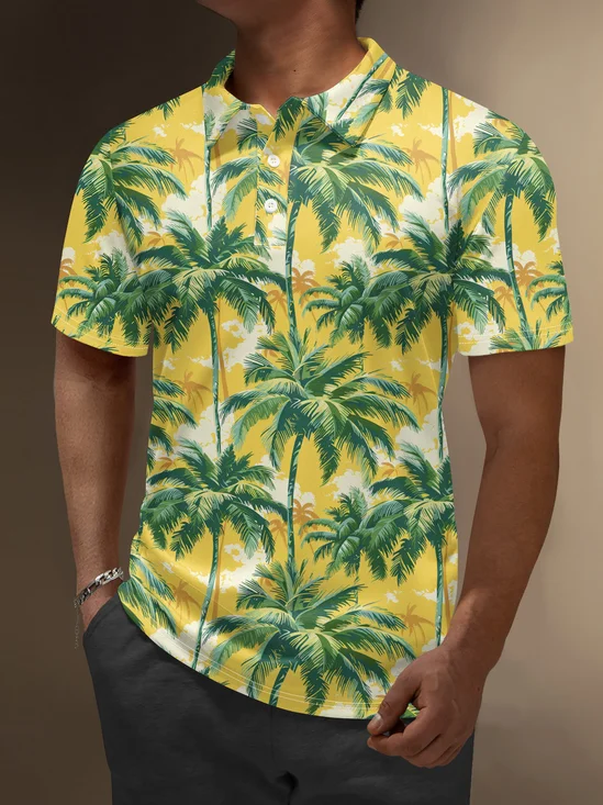 Moisture Wicking Hawaiian Coconut Trees Golf Polo