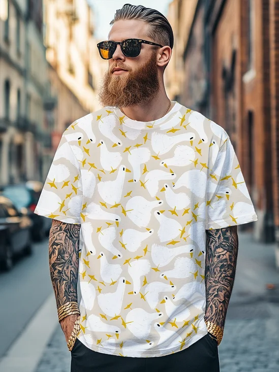 Men's Funny Duck Avant-garde Multicolor Fitted T-shirts