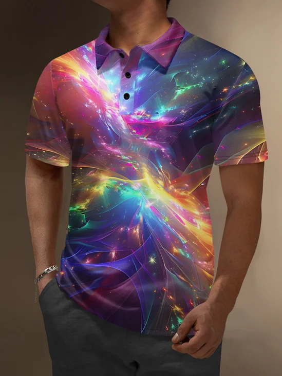 Moisture Wicking Artistic Abstract Gradient Colors Golf Polo