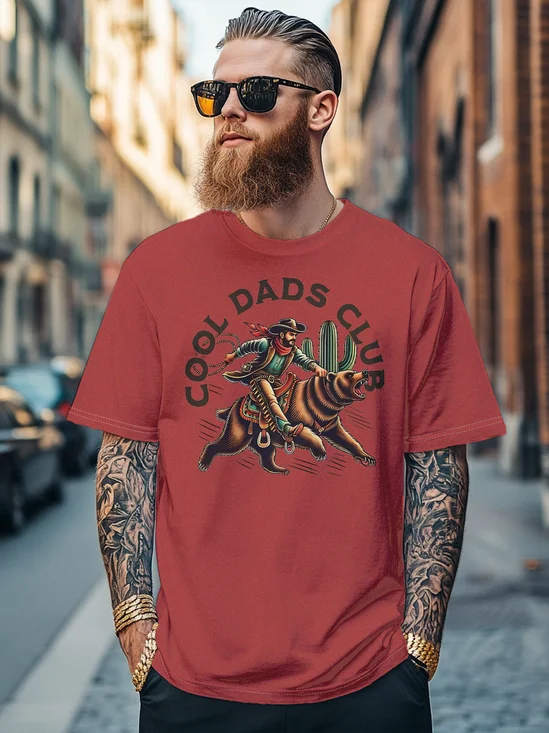 Men's Happy Father's Day "Cool Dad" Denim Multicolor Fitted T-shirts