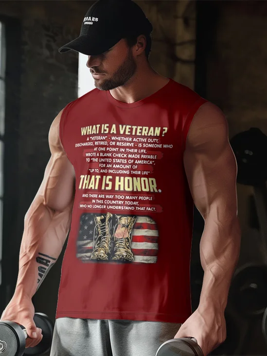 Mens Crewneck Tank Tops Veterans Memorial Day Beach Sleeveless Shirt