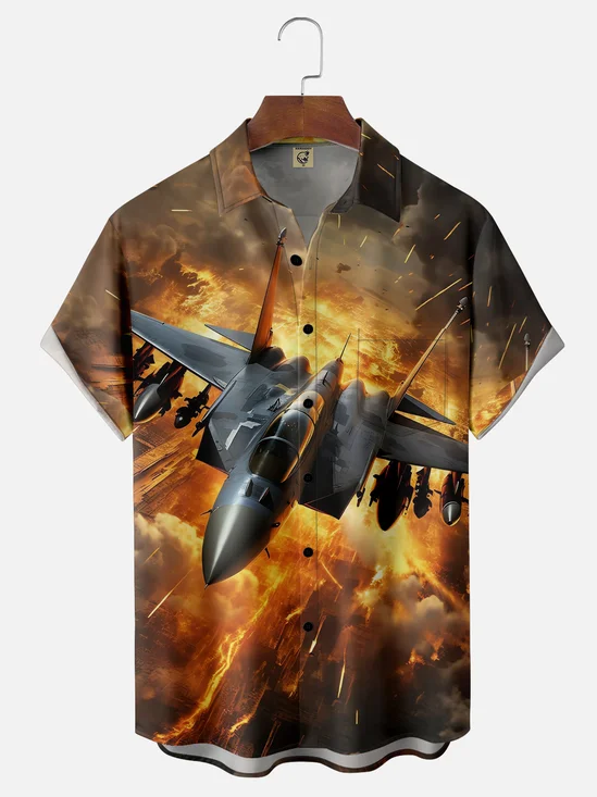 Moisture-wicking Memorial Day Air Force Patriotic Chest Pocket Casual Shirt