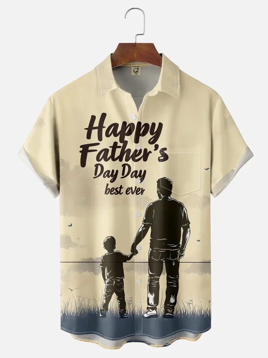 Moisture-wicking Father's Day Dad Son Chest Pocket Casual Shirt