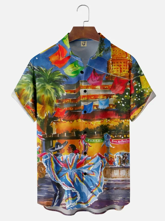 Moisture Wicking Cinco De Mayo Large Hat Chest Pocket Hawaiian Shirt