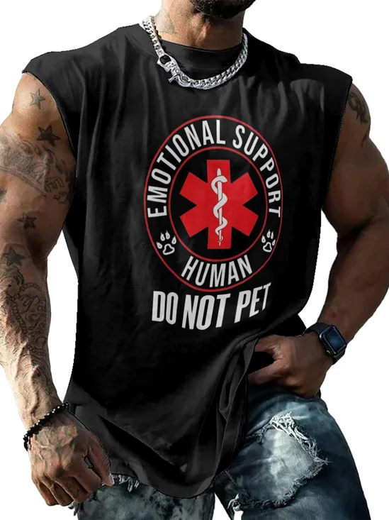 Mens Crewneck Tank Tops Do Not Pet Beach Sleeveless Shirt